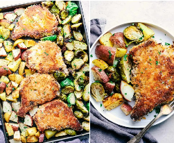 Sheet-Pan Crispy Cheddar Pork Chops